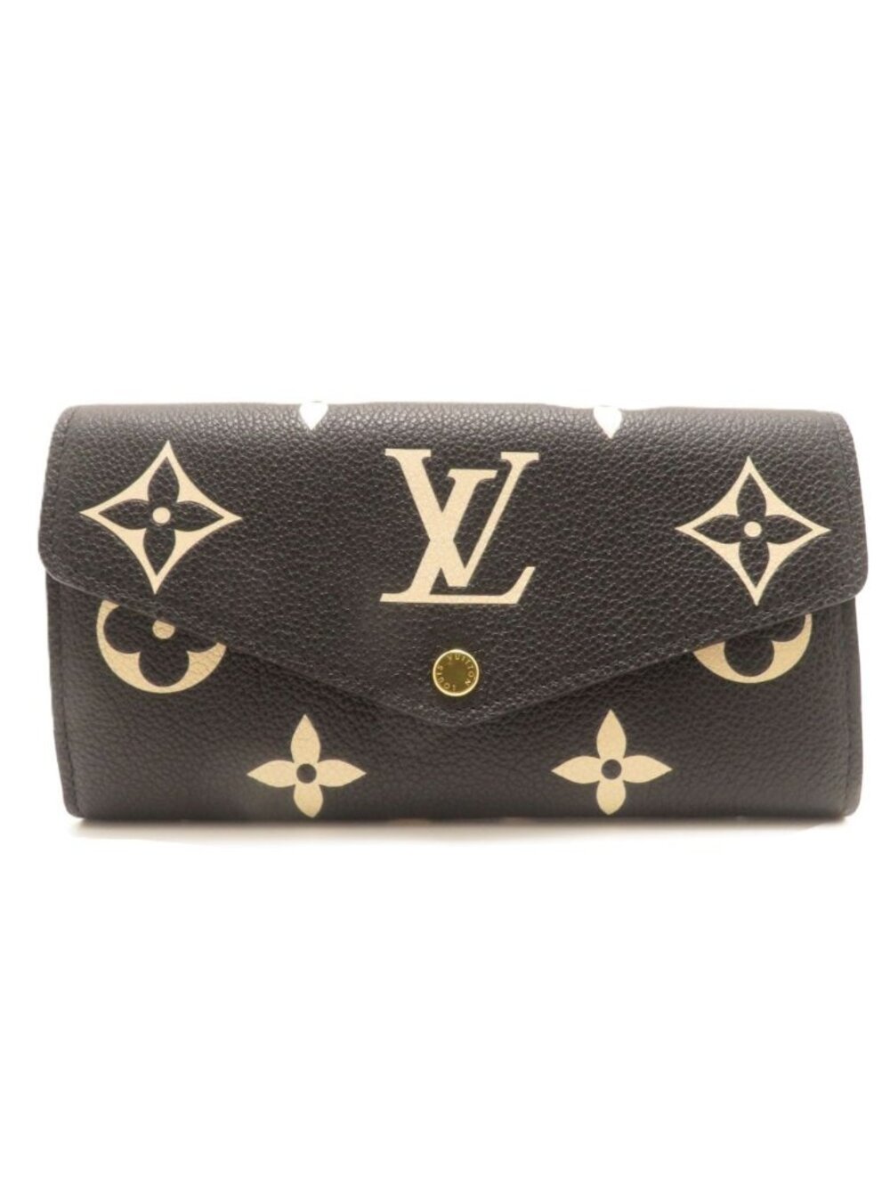 Louis Vuitton Portefeuille Sarah Bicolor Monogram Empreinte Black Wallet Beige